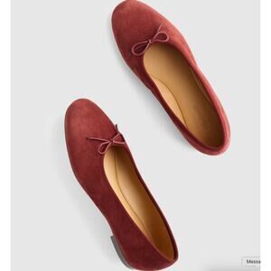 Madewell April Ballet Flats 8 Dark Merlot Bow NWT NR849 J.Crew Leather Academia